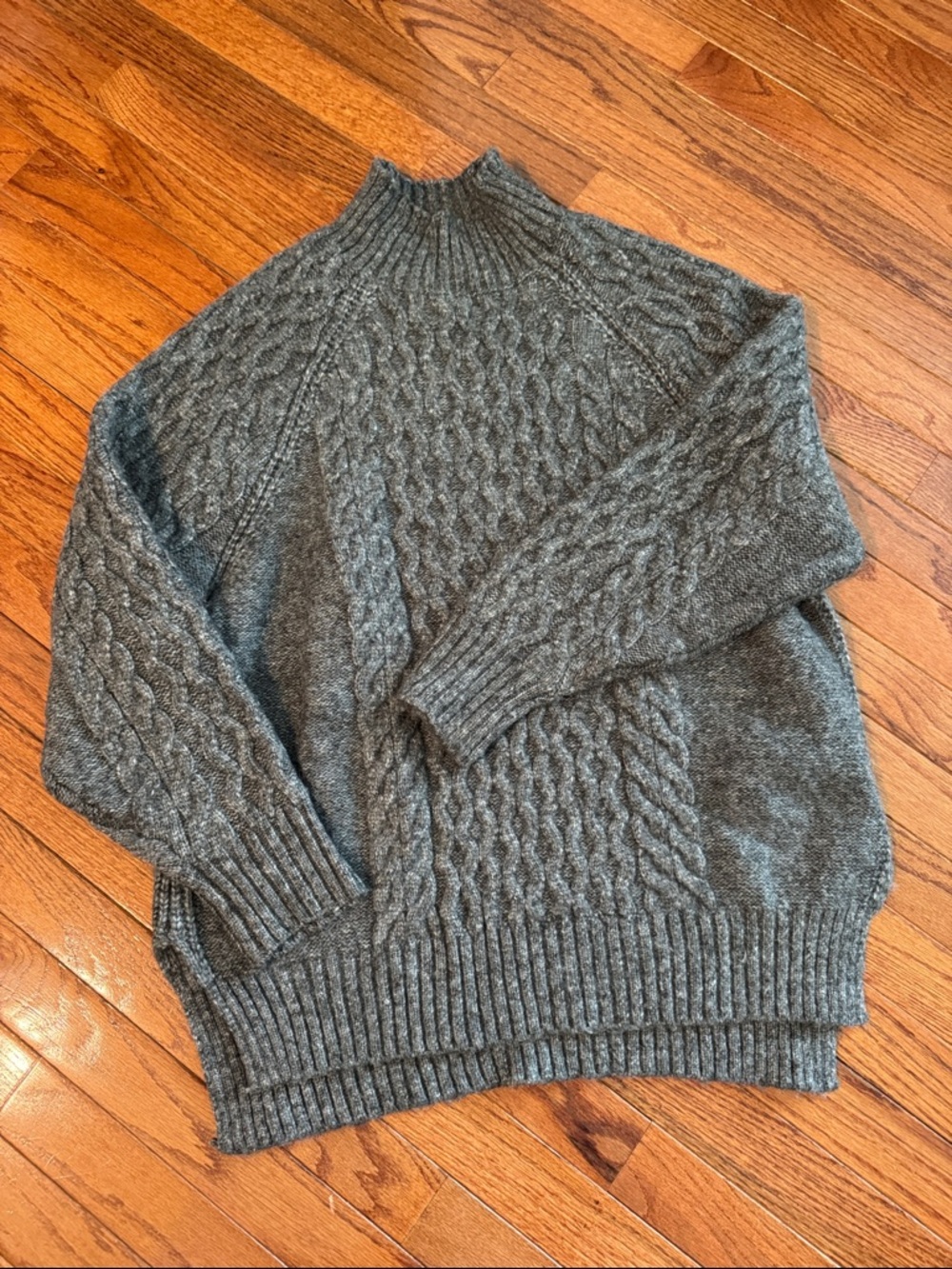 Women’s  Cable Knit Mock Neck Sweater - Gray